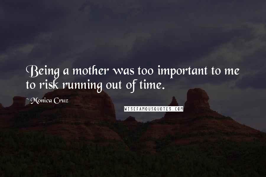 Monica Cruz quotes: Being a mother was too important to me to risk running out of time.