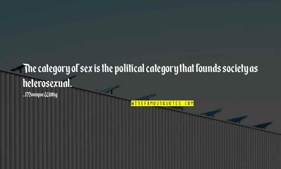 Monique's Quotes By Monique Wittig: The category of sex is the political category