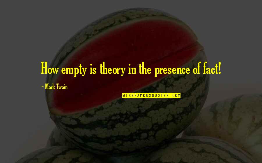 Monisha Pasupathi Quotes By Mark Twain: How empty is theory in the presence of Monisha Pasupathi Quotes By Mark Twain: How empty is theory in the presence of