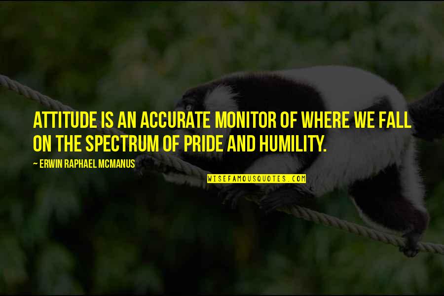 Monitor Quotes By Erwin Raphael McManus: Attitude is an accurate monitor of where we