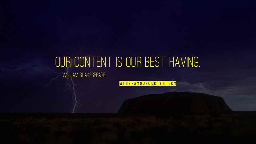 Monitoring Employees Quotes By William Shakespeare: Our content Is our best having.