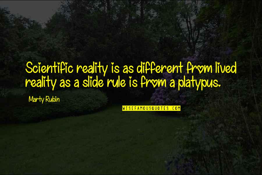 Monjack Tavern Quotes By Marty Rubin: Scientific reality is as different from lived reality Monjack Tavern Quotes By Marty Rubin: Scientific reality is as different from lived reality