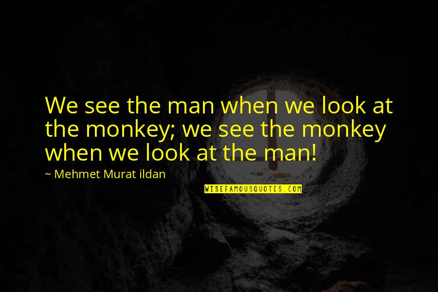Monkey Man Quotes By Mehmet Murat Ildan: We see the man when we look at