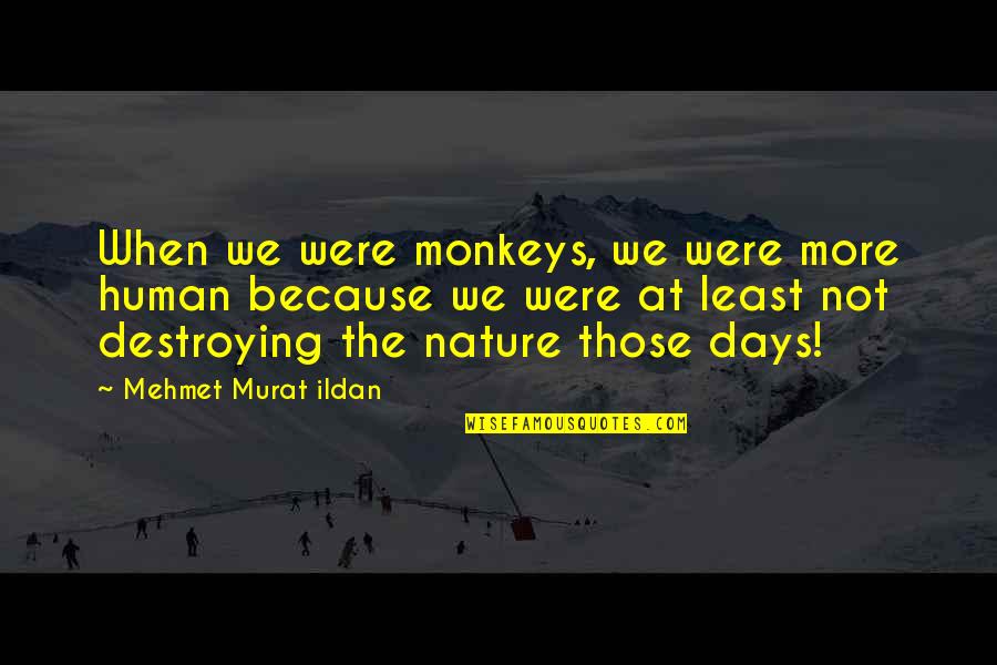 Monkeys Quotes By Mehmet Murat Ildan: When we were monkeys, we were more human