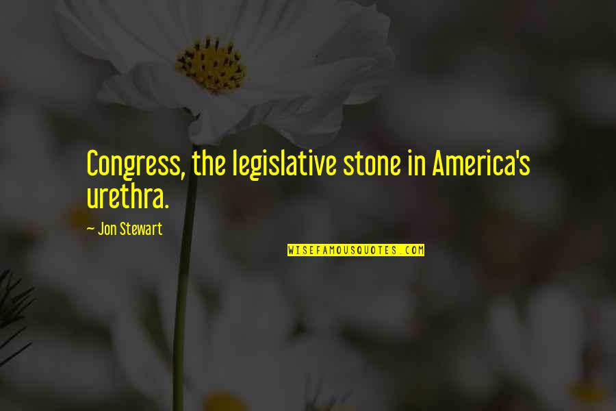 Monlogue Quotes By Jon Stewart: Congress, the legislative stone in America's urethra.
