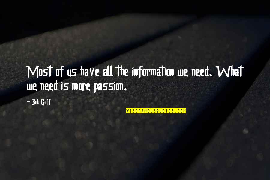 Monod Sports Quotes By Bob Goff: Most of us have all the information we
