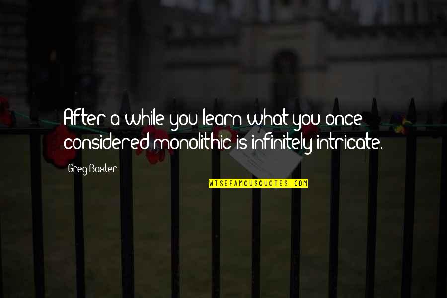 Monolithic Quotes By Greg Baxter: After a while you learn what you once