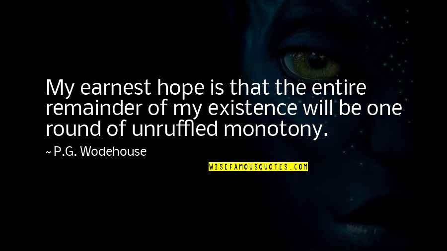 Monotony Quotes By P.G. Wodehouse: My earnest hope is that the entire remainder Monotony Quotes By P.G. Wodehouse: My earnest hope is that the entire remainder