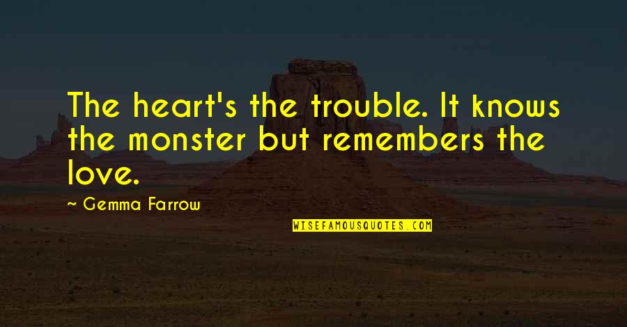 Monster Quotes By Gemma Farrow: The heart's the trouble. It knows the monster