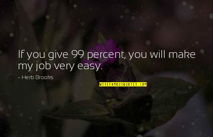 Monsters In My Head Quotes By Herb Brooks: If you give 99 percent, you will make