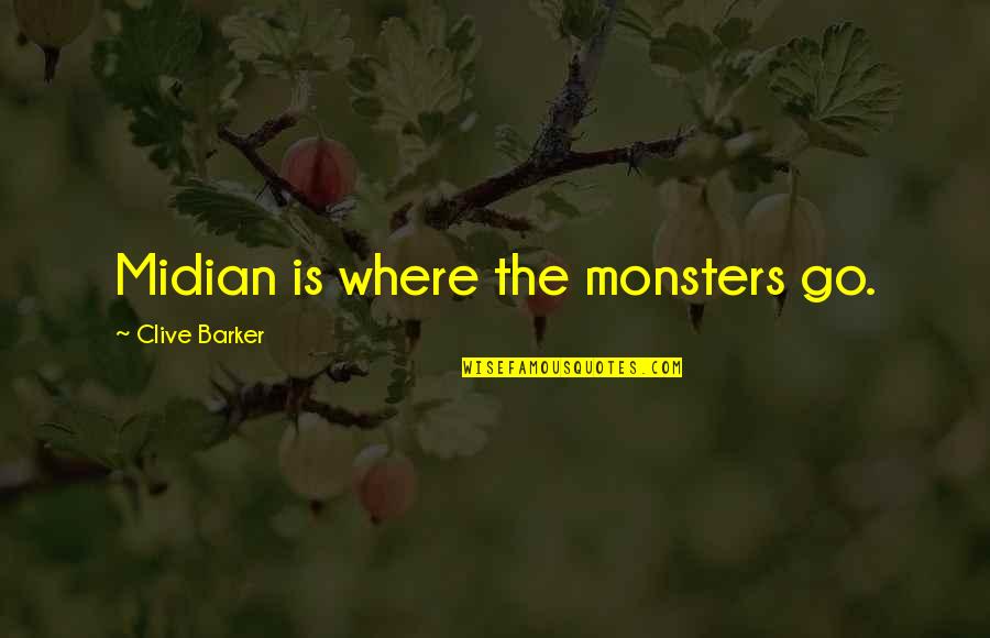 Monsters In Us Quotes By Clive Barker: Midian is where the monsters go.