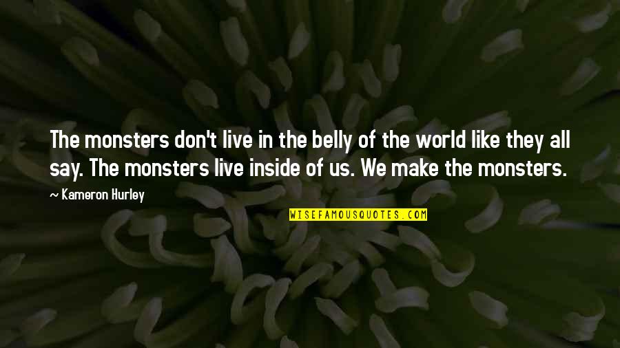 Monsters In Us Quotes By Kameron Hurley: The monsters don't live in the belly of