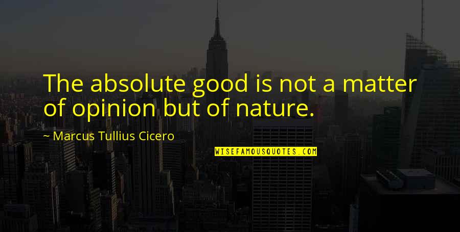 Monsters Inside Quotes By Marcus Tullius Cicero: The absolute good is not a matter of