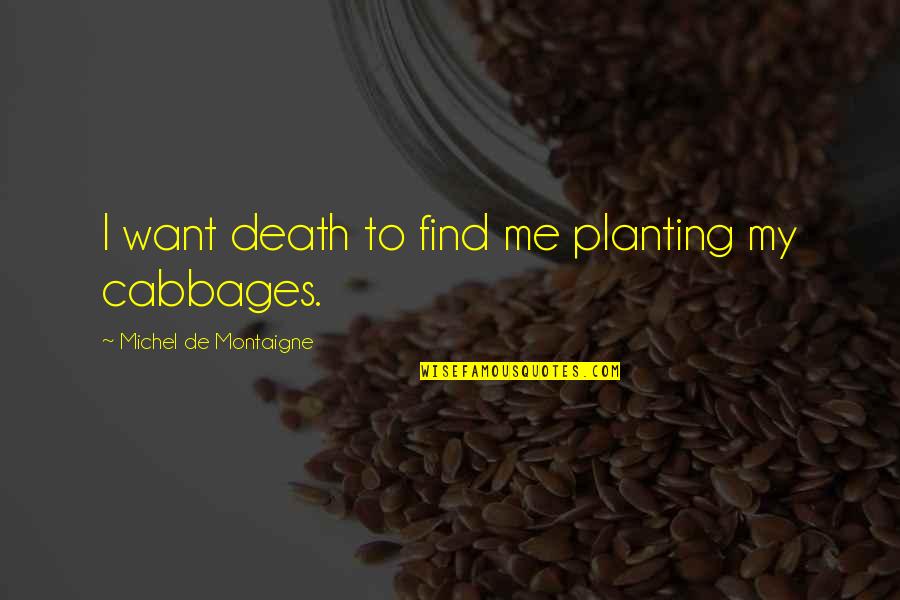 Montaigne Death Quotes By Michel De Montaigne: I want death to find me planting my