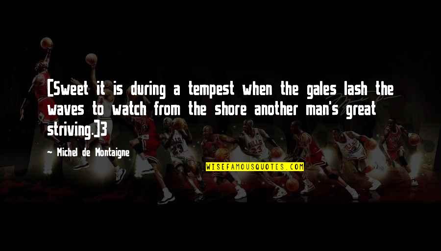 Montaigne's Quotes By Michel De Montaigne: [Sweet it is during a tempest when the