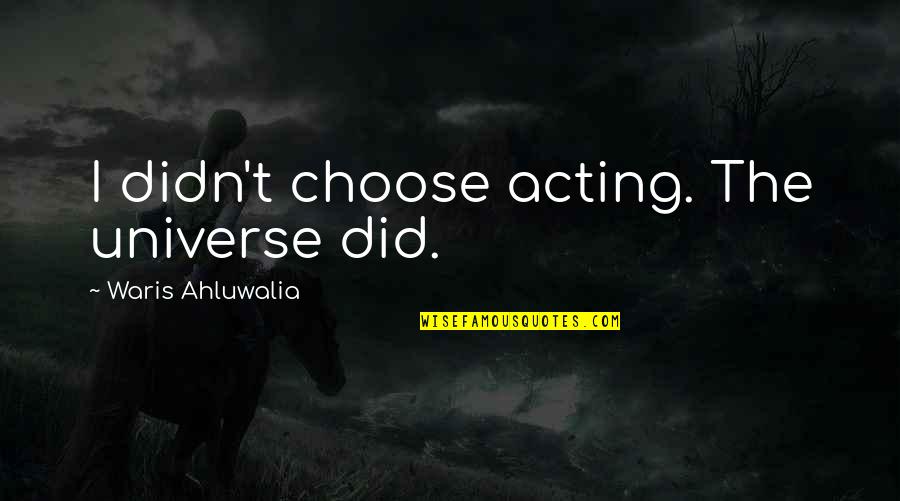 Montanist Pronunciation Quotes By Waris Ahluwalia: I didn't choose acting. The universe did.