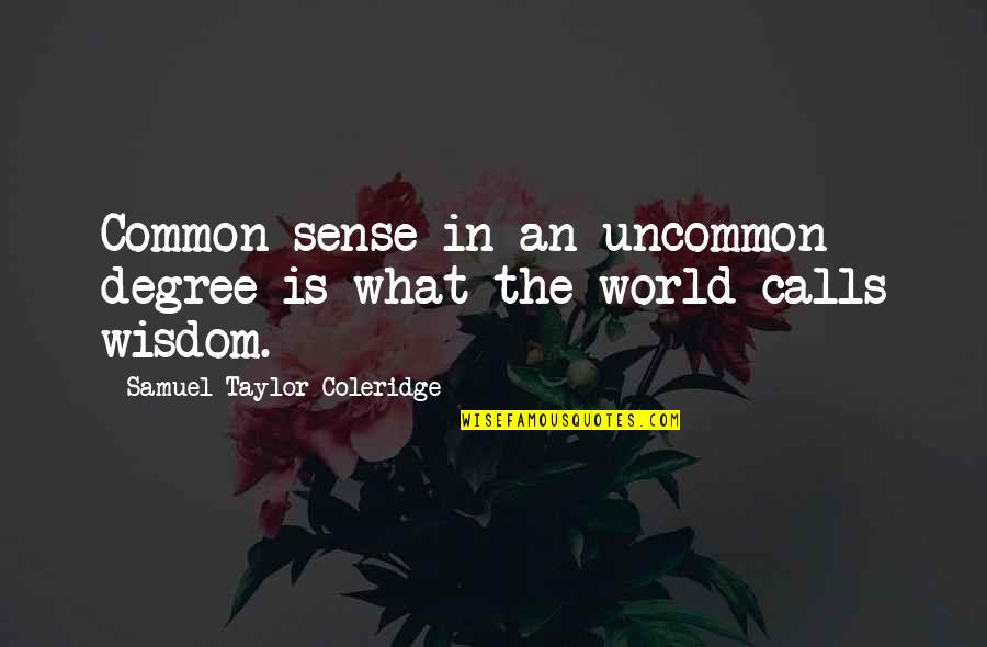 Montanye And Associates Quotes By Samuel Taylor Coleridge: Common sense in an uncommon degree is what