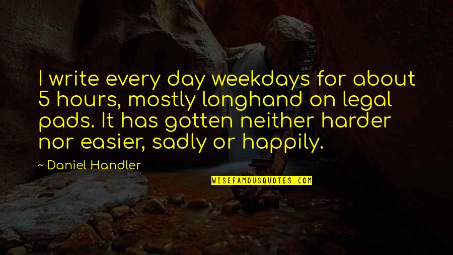 Monte Zucker Quotes By Daniel Handler: I write every day weekdays for about 5 Monte Zucker Quotes By Daniel Handler: I write every day weekdays for about 5