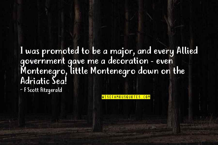 Montenegro's Quotes By F Scott Fitzgerald: I was promoted to be a major, and