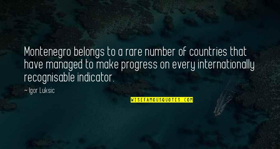 Montenegro's Quotes By Igor Luksic: Montenegro belongs to a rare number of countries