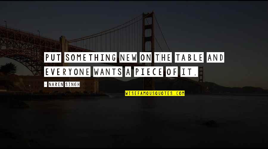 Montessa Portland Quotes By Naren Singh: Put something new on the table and everyone