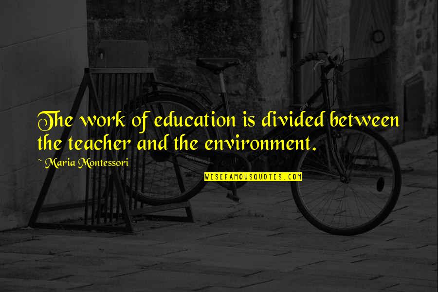 Montessori Teacher Quotes By Maria Montessori: The work of education is divided between the