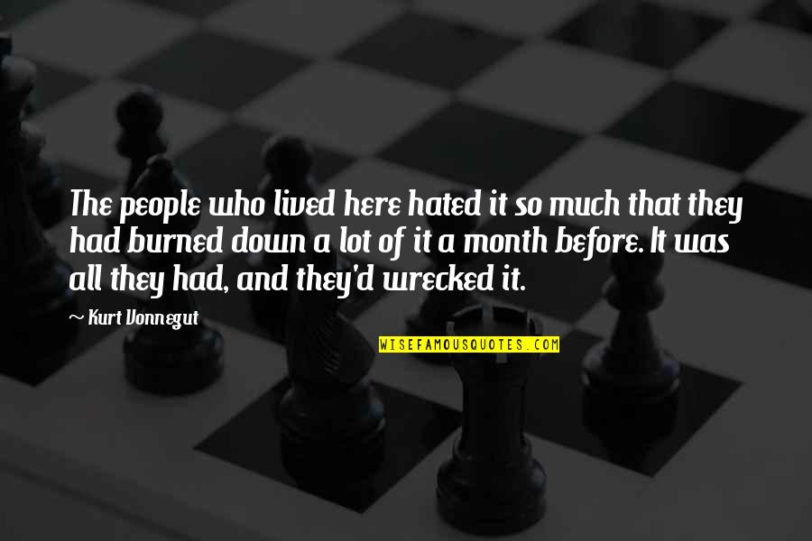 Month Quotes By Kurt Vonnegut: The people who lived here hated it so Month Quotes By Kurt Vonnegut: The people who lived here hated it so