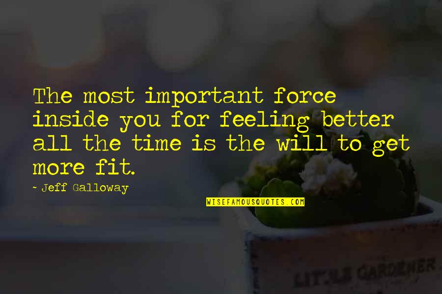 Monthienthong Quotes By Jeff Galloway: The most important force inside you for feeling Monthienthong Quotes By Jeff Galloway: The most important force inside you for feeling