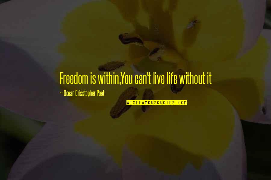 Montignac Diet Quotes By Ocean Crisstopher Poet: Freedom is within,You can't live life without it