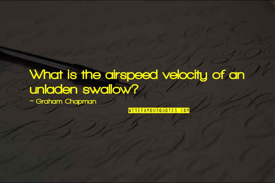 Monty Python Holy Grail Unladen Swallow Quotes By Graham Chapman: What is the airspeed velocity of an unladen Monty Python Holy Grail Unladen Swallow Quotes By Graham Chapman: What is the airspeed velocity of an unladen