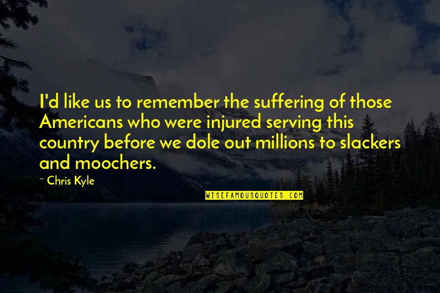 Moochers Quotes By Chris Kyle: I'd like us to remember the suffering of