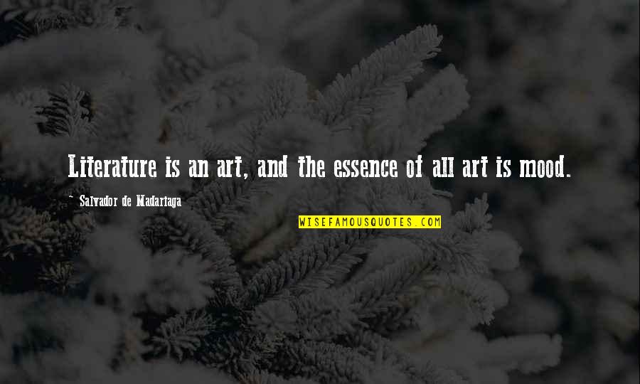 Mood In Literature Quotes By Salvador De Madariaga: Literature is an art, and the essence of