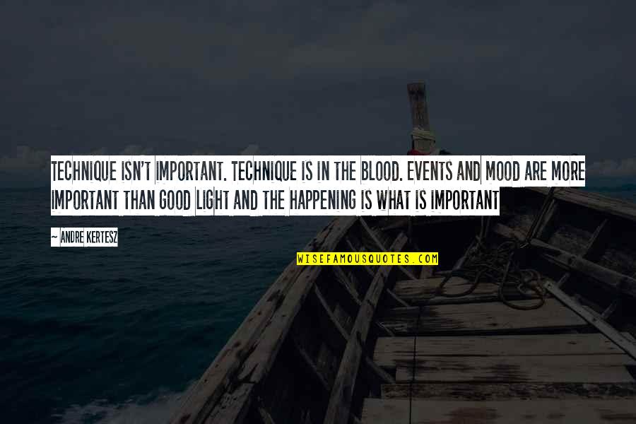 Mood Quotes By Andre Kertesz: Technique isn't important. Technique is in the blood. Mood Quotes By Andre Kertesz: Technique isn't important. Technique is in the blood.