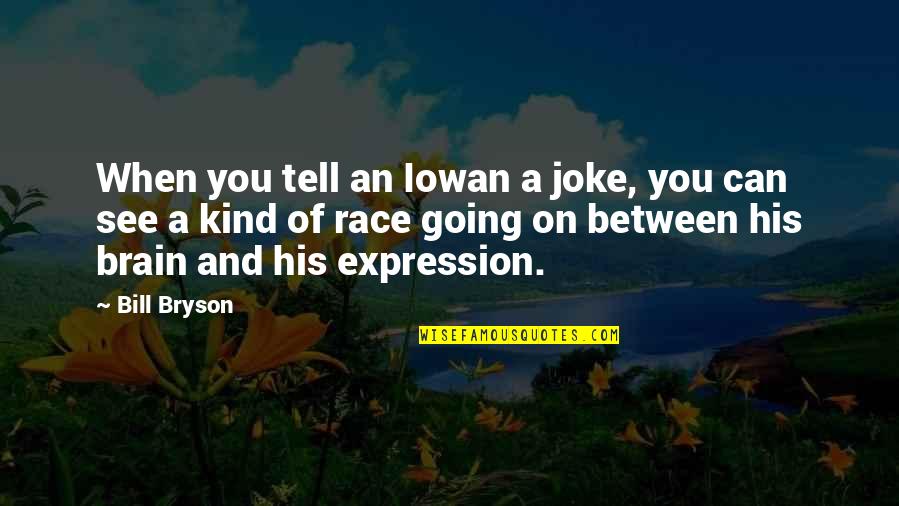 Moodiness And Menopause Quotes By Bill Bryson: When you tell an Iowan a joke, you