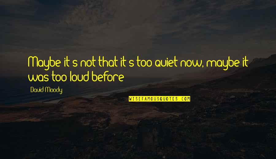 Moody's Quotes By David Moody: Maybe it's not that it's too quiet now,
