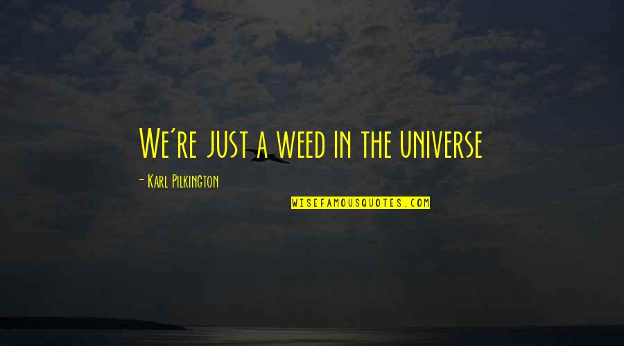 Mooi Meisje Quotes By Karl Pilkington: We're just a weed in the universe Mooi Meisje Quotes By Karl Pilkington: We're just a weed in the universe