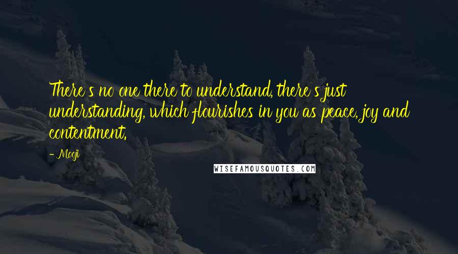 Mooji quotes: There's no one there to understand, there's just understanding, which flourishes in you as peace, joy and contentment.