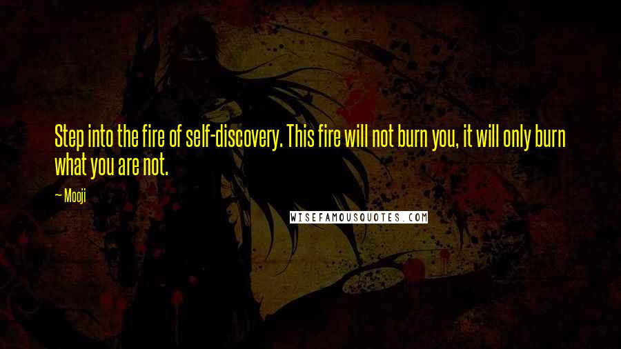 Mooji quotes: Step into the fire of self-discovery. This fire will not burn you, it will only burn what you are not.