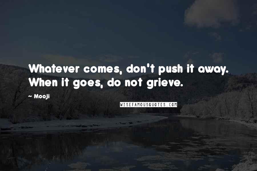 Mooji quotes: Whatever comes, don't push it away. When it goes, do not grieve.