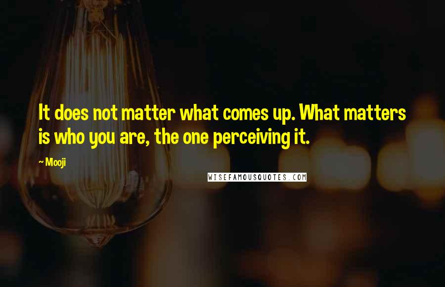 Mooji quotes: It does not matter what comes up. What matters is who you are, the one perceiving it.