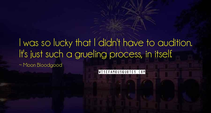 Moon Bloodgood quotes: I was so lucky that I didn't have to audition. It's just such a grueling process, in itself.