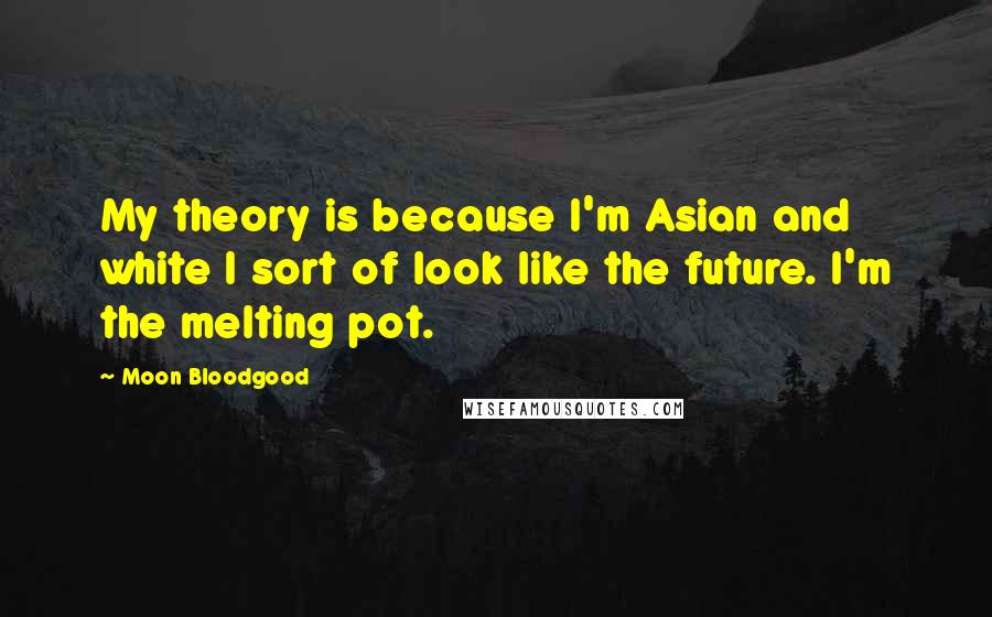 Moon Bloodgood quotes: My theory is because I'm Asian and white I sort of look like the future. I'm the melting pot.