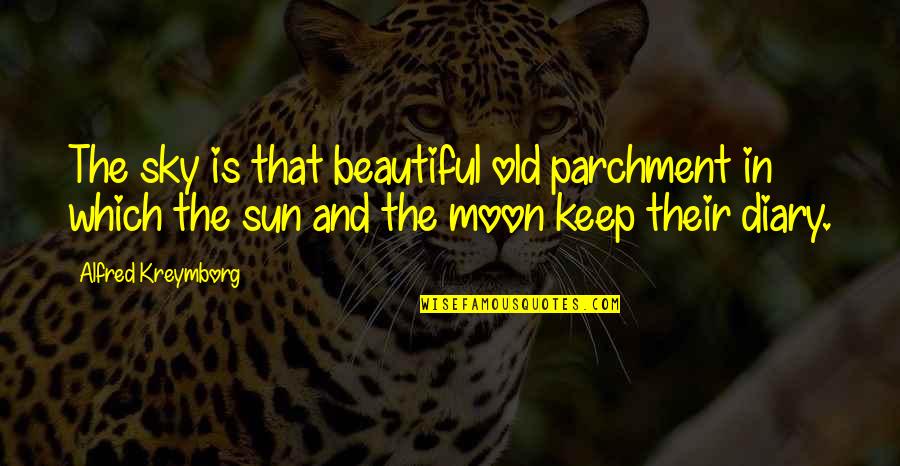 Moon In Quotes By Alfred Kreymborg: The sky is that beautiful old parchment in