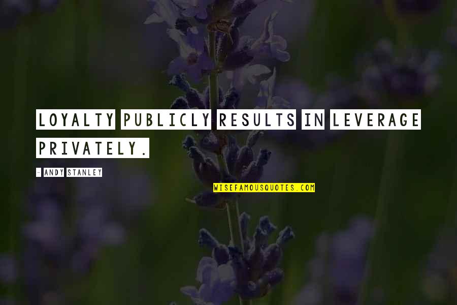 Moon Knight Khonshu Quotes By Andy Stanley: Loyalty publicly results in leverage privately. Moon Knight Khonshu Quotes By Andy Stanley: Loyalty publicly results in leverage privately.