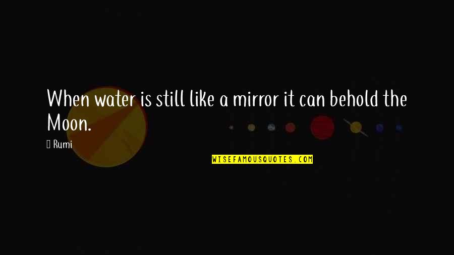 Moon Over Water Quotes By Rumi: When water is still like a mirror it