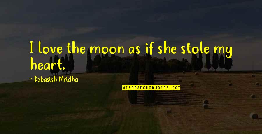 Moon Philosophy Quotes By Debasish Mridha: I love the moon as if she stole Moon Philosophy Quotes By Debasish Mridha: I love the moon as if she stole
