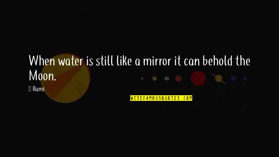 Moon Rumi Quotes By Rumi: When water is still like a mirror it