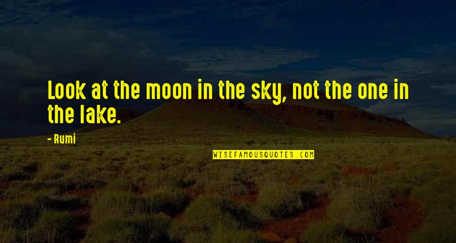 Moon Sky Quotes By Rumi: Look at the moon in the sky, not