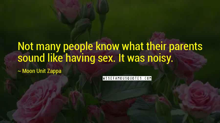 Moon Unit Zappa quotes: Not many people know what their parents sound like having sex. It was noisy.