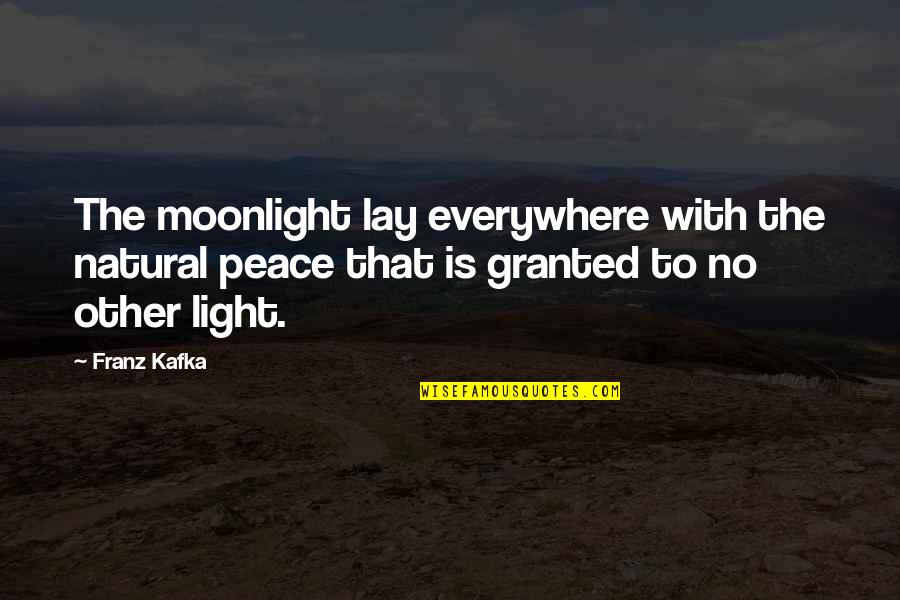 Moonlight's Quotes By Franz Kafka: The moonlight lay everywhere with the natural peace
